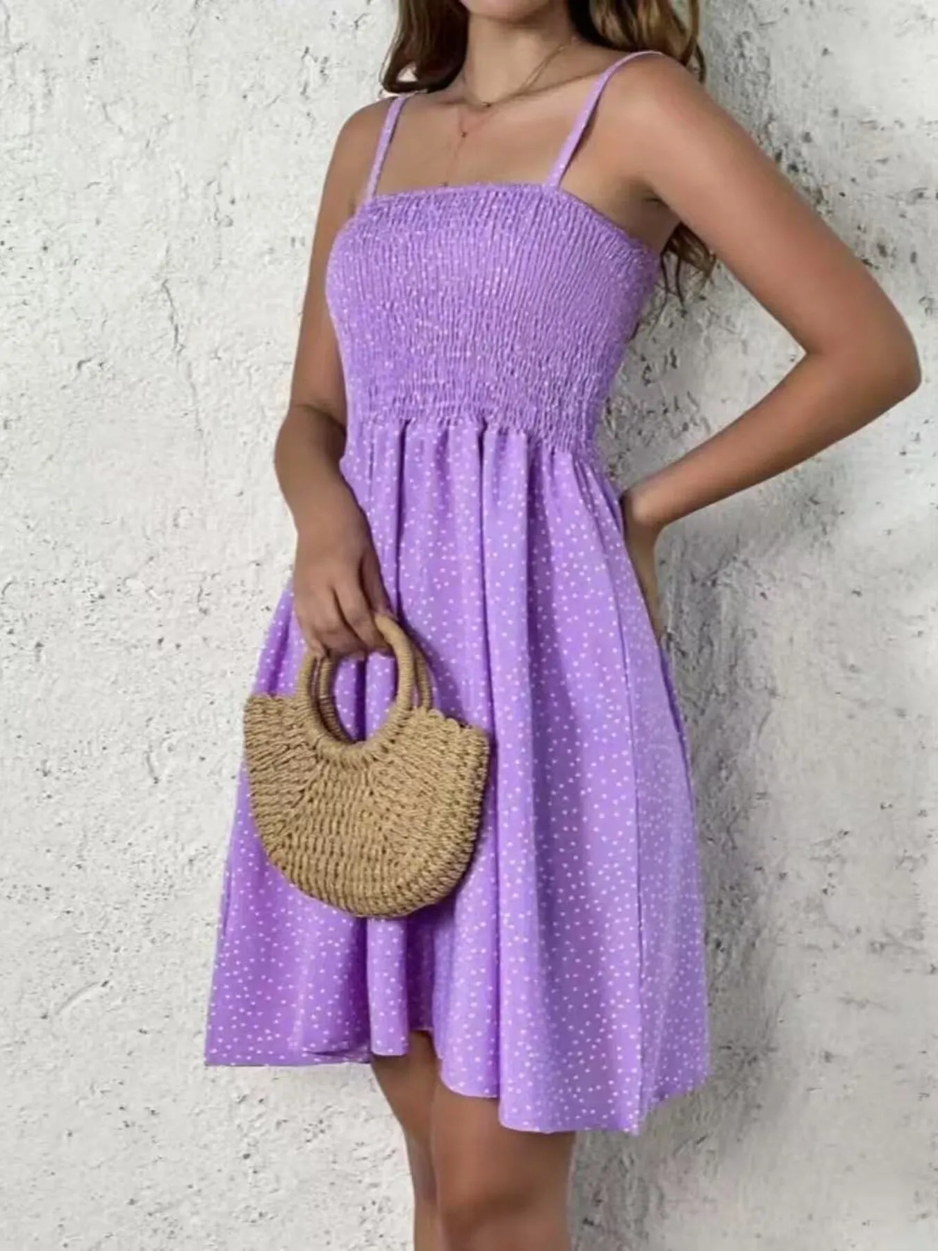 Full Size Smocked Square Neck Cami Dress Plus Size - Image 22
