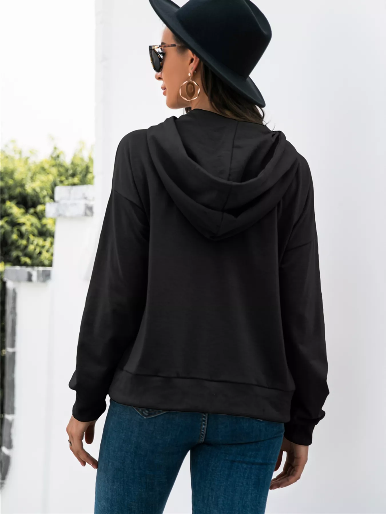 Full Size Snap-Down Hoodie with Kangaroo Pocket Plus Size - Image 6