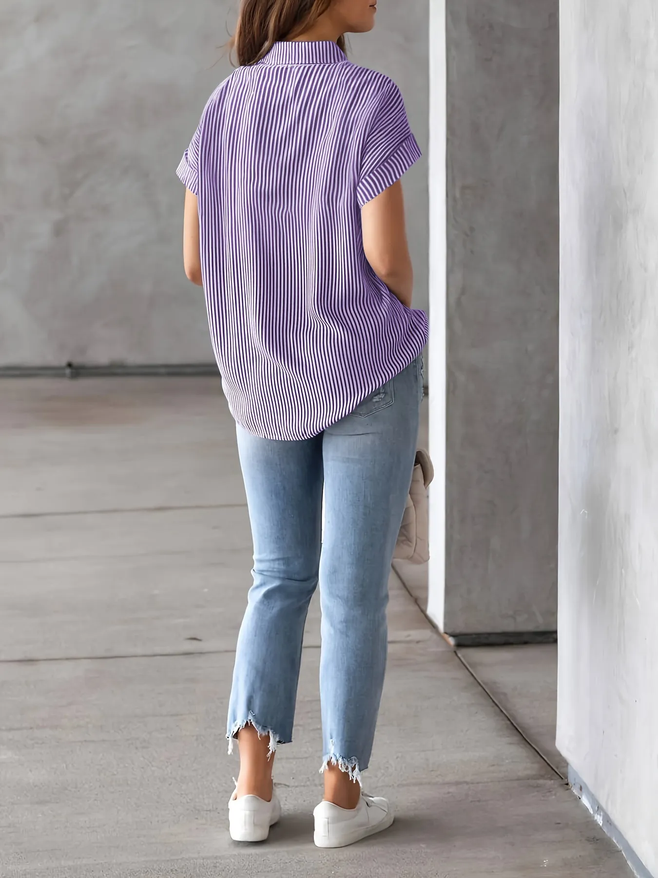 Full Size Striped Button-Up Casual Shirt with Pocket Plus Size - Image 13