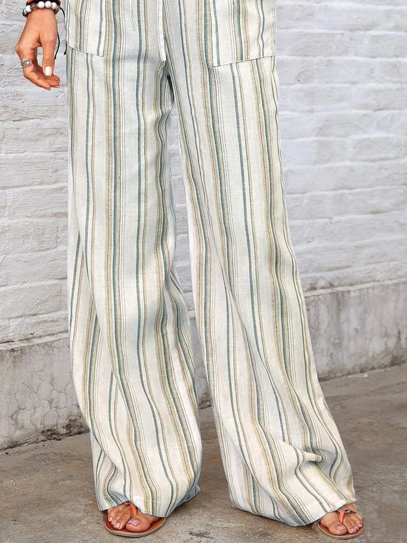 Full Size Striped Wide Leg Pants Plus Size - Image 8