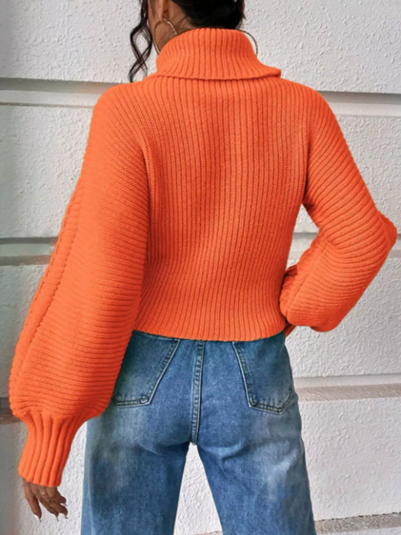 Full Size Textured Knit Turtleneck Long Sleeve Sweater Plus Size - Image 2