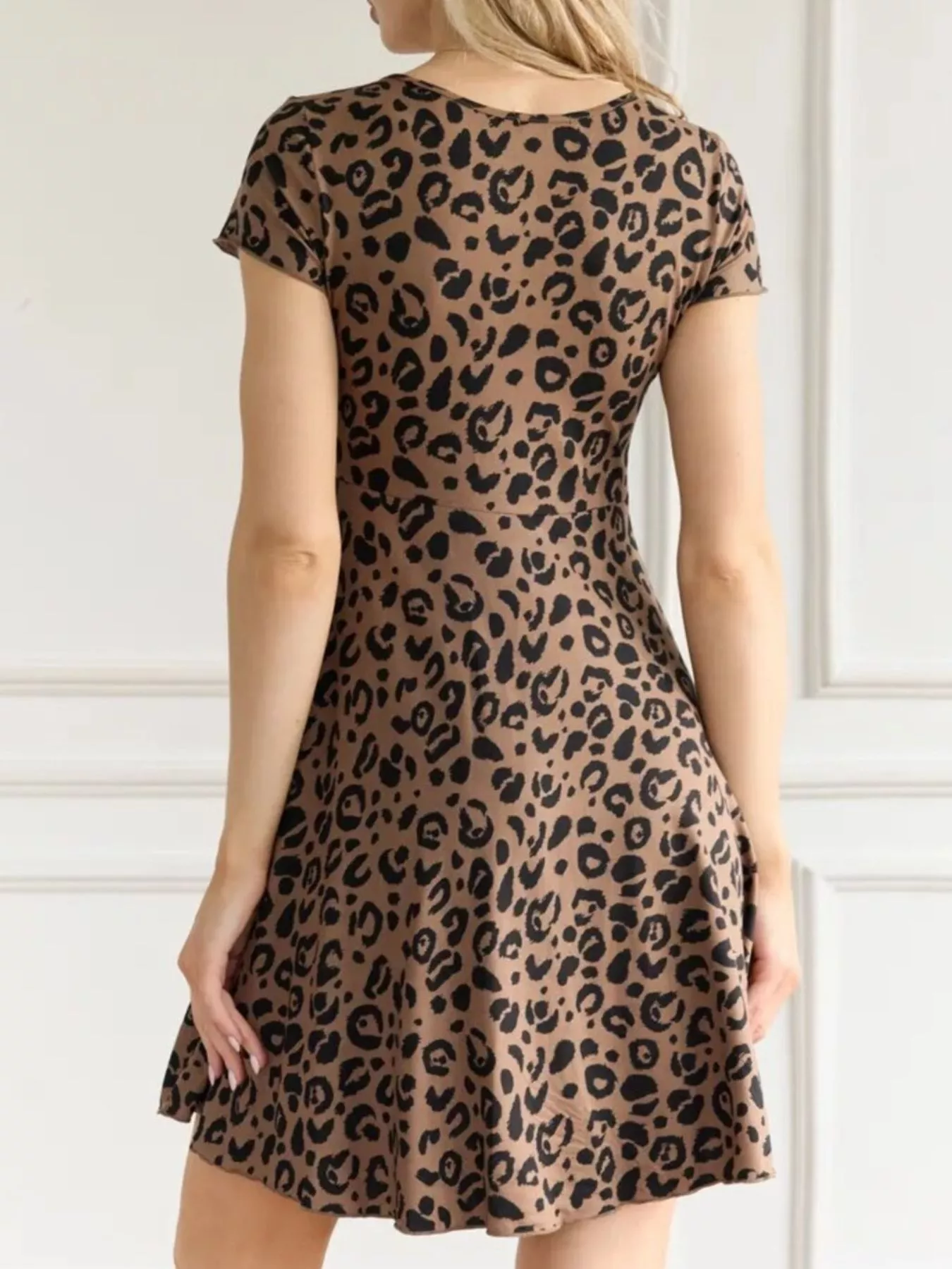 Full Size Tie Front V-Neck Mini Dress Plus Size - Image 5