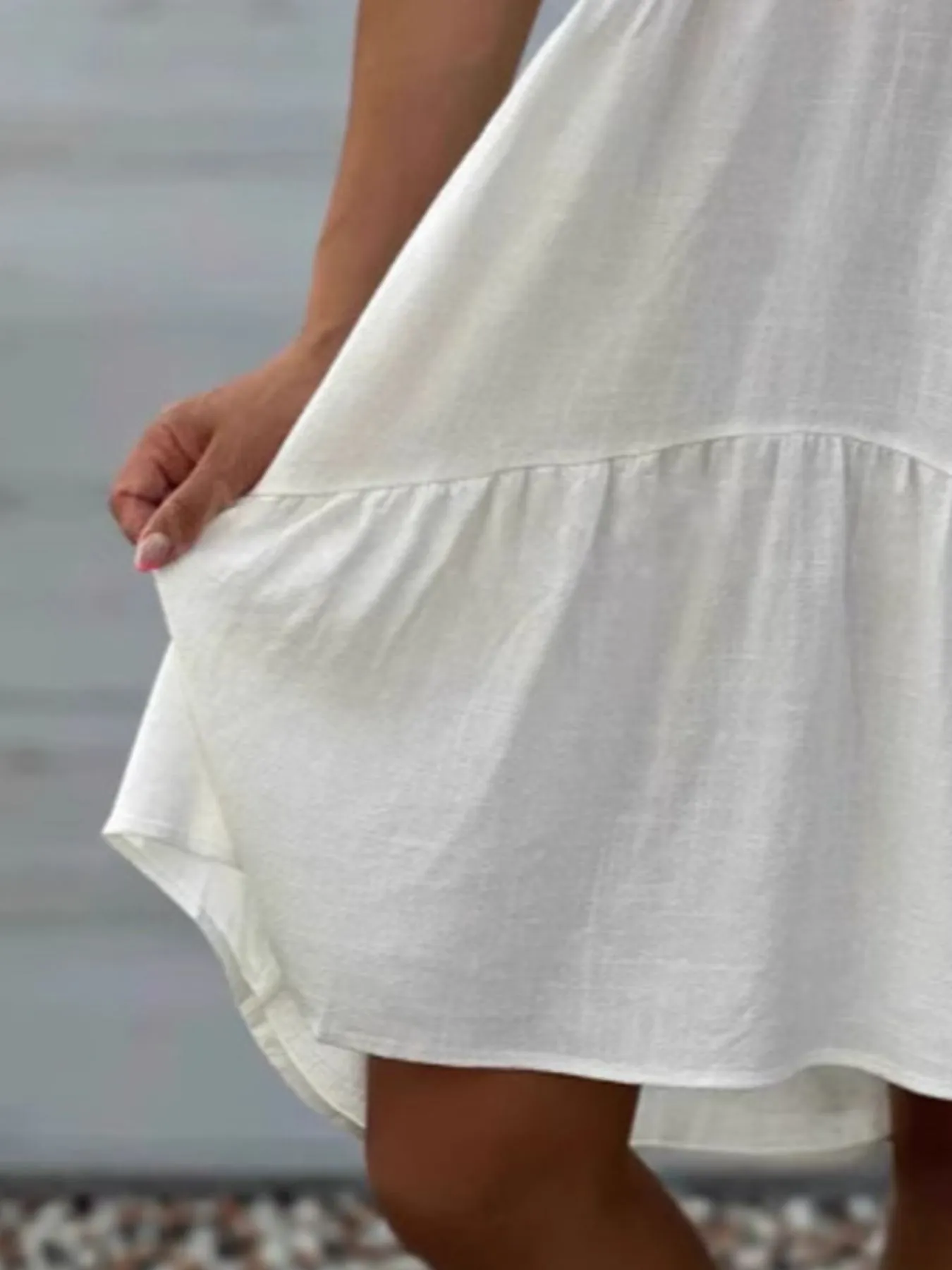 Full Size Tiered Button-Front Short Sleeve Dress Plus Size - Image 8