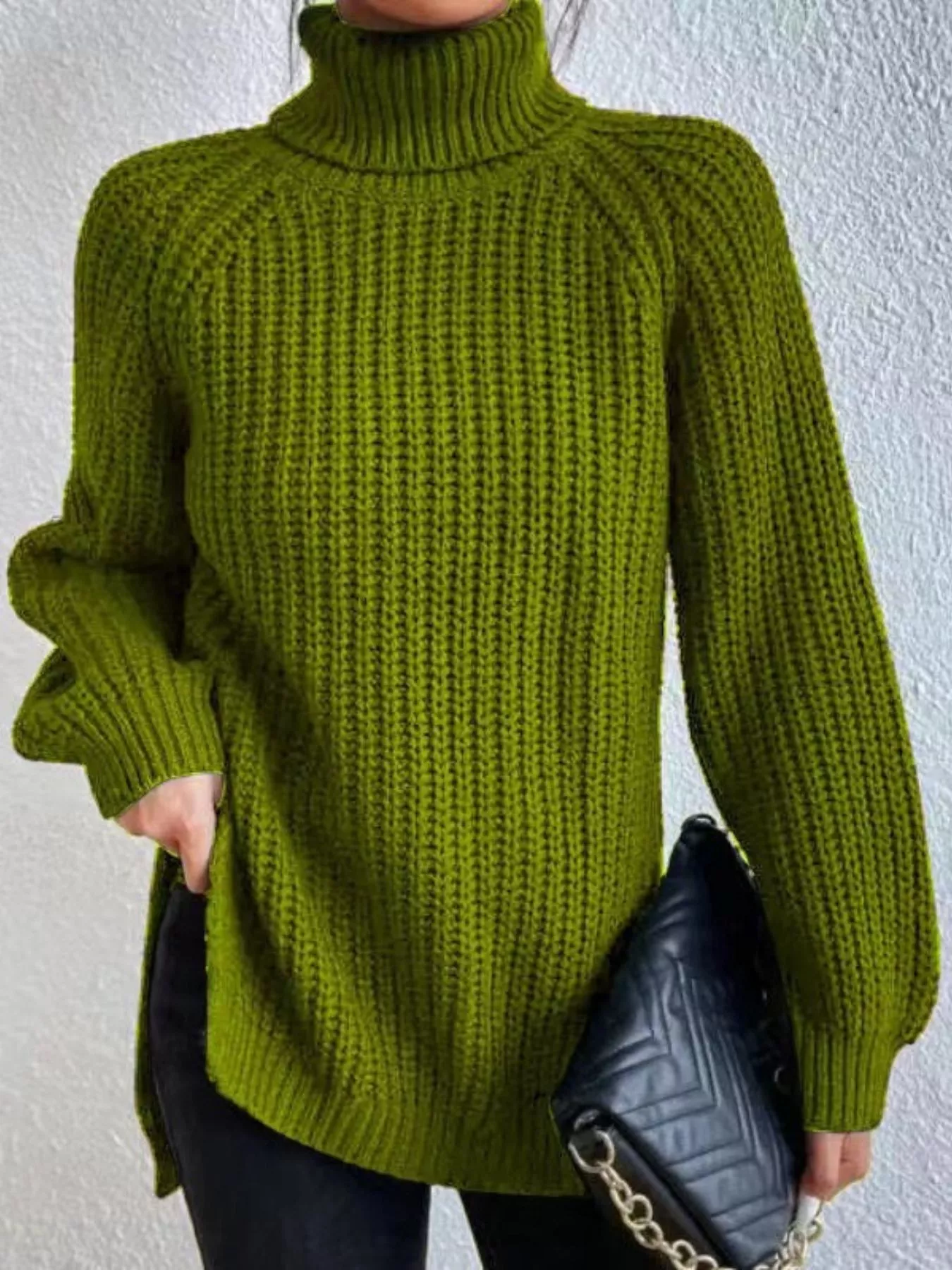 Full Size Turtleneck Long Sleeve Sweater Plus Size - Image 10