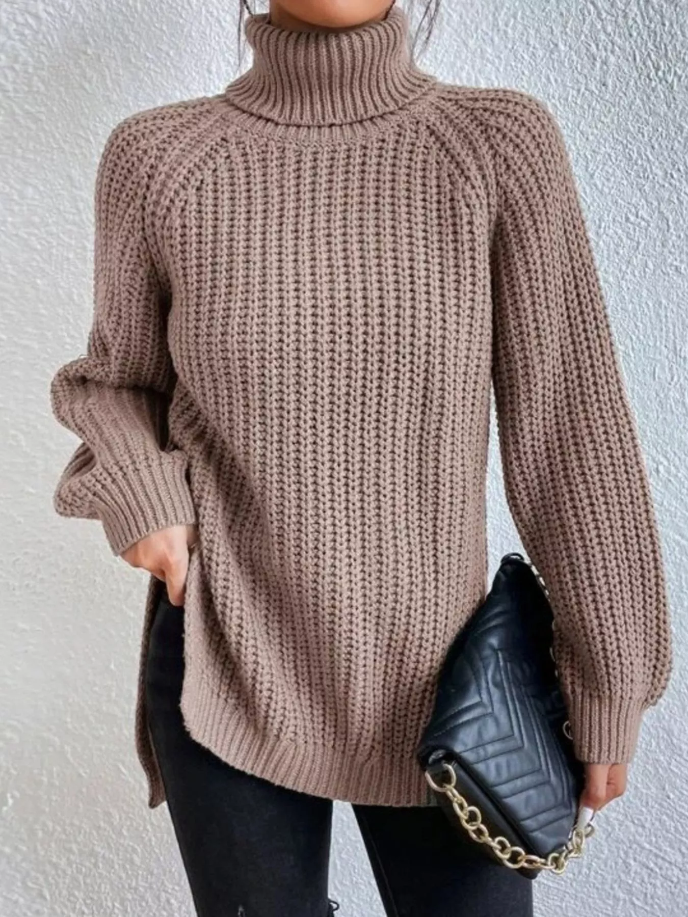 Full Size Turtleneck Long Sleeve Sweater Plus Size - Image 13