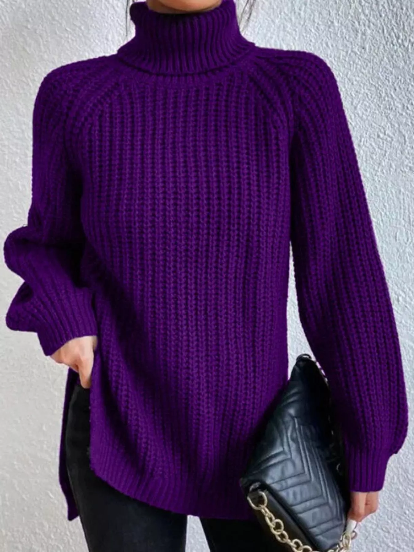 Full Size Turtleneck Long Sleeve Sweater Plus Size - Image 16
