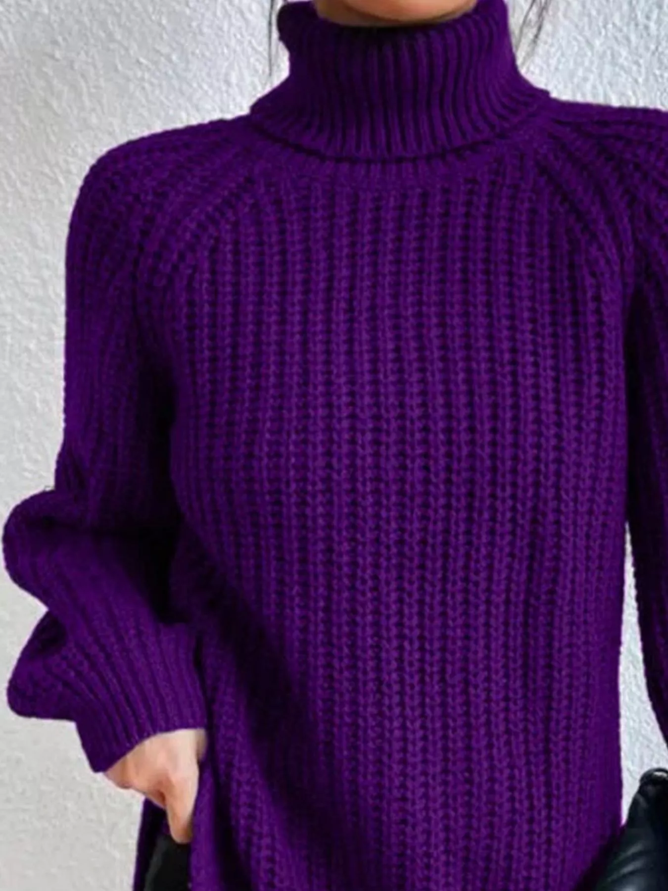 Full Size Turtleneck Long Sleeve Sweater Plus Size - Image 17