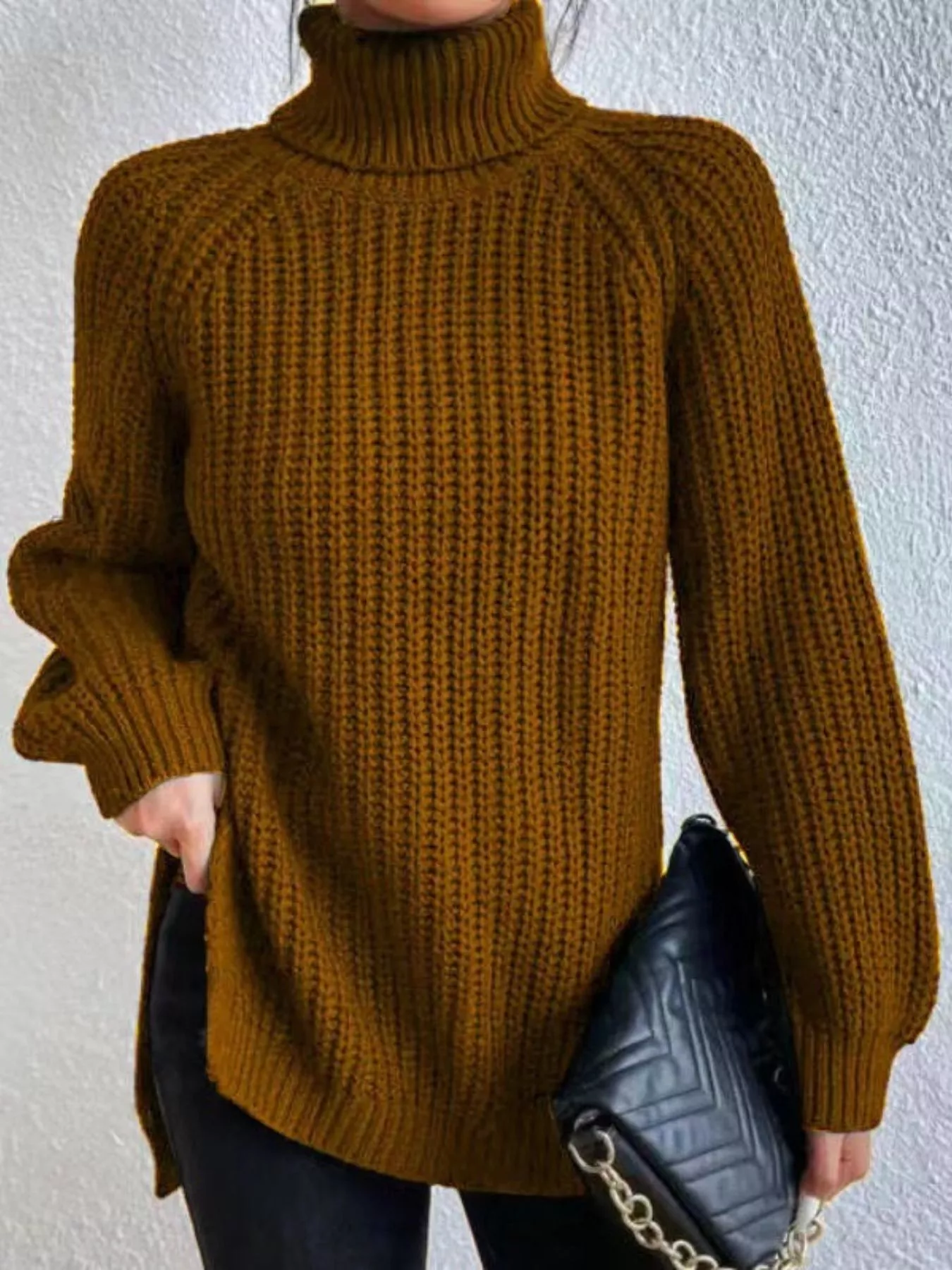 Full Size Turtleneck Long Sleeve Sweater Plus Size - Image 19