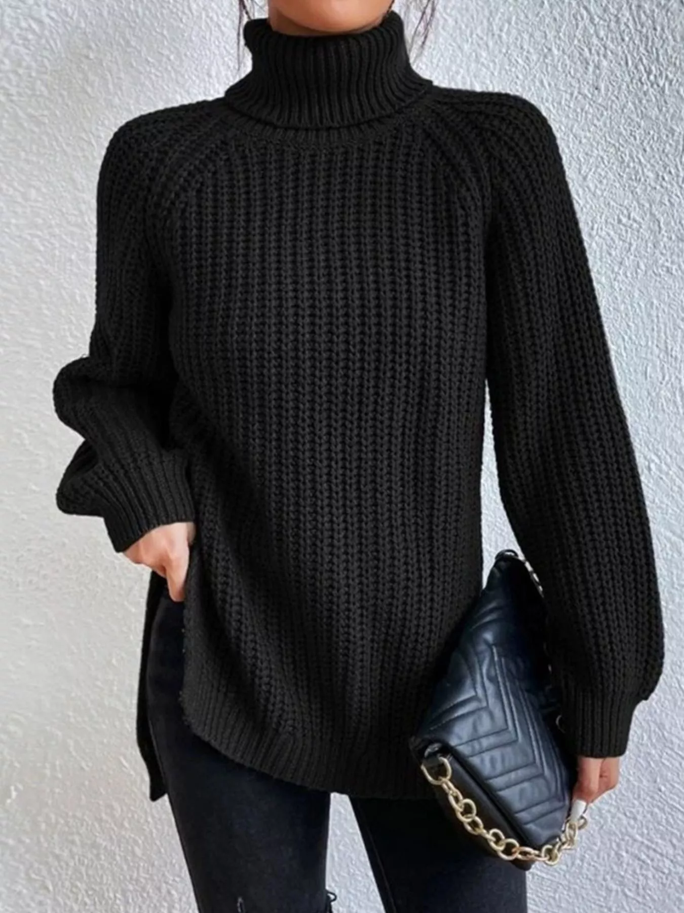 Full Size Turtleneck Long Sleeve Sweater Plus Size - Image 25