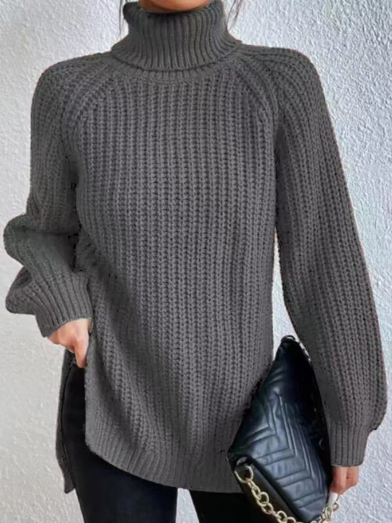 Full Size Turtleneck Long Sleeve Sweater Plus Size - Image 28