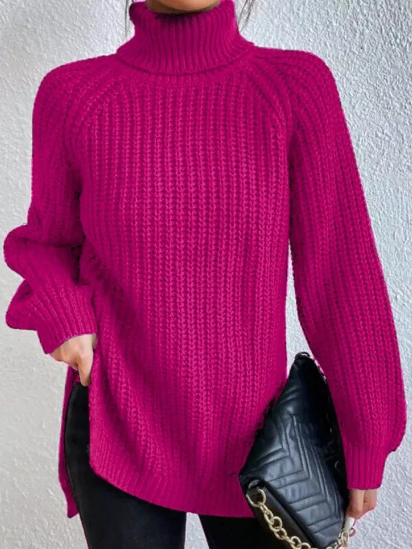 Full Size Turtleneck Long Sleeve Sweater Plus Size - Image 31