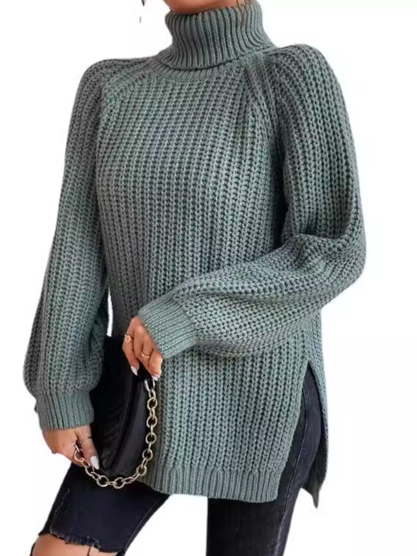 Full Size Turtleneck Long Sleeve Sweater Plus Size - Image 5