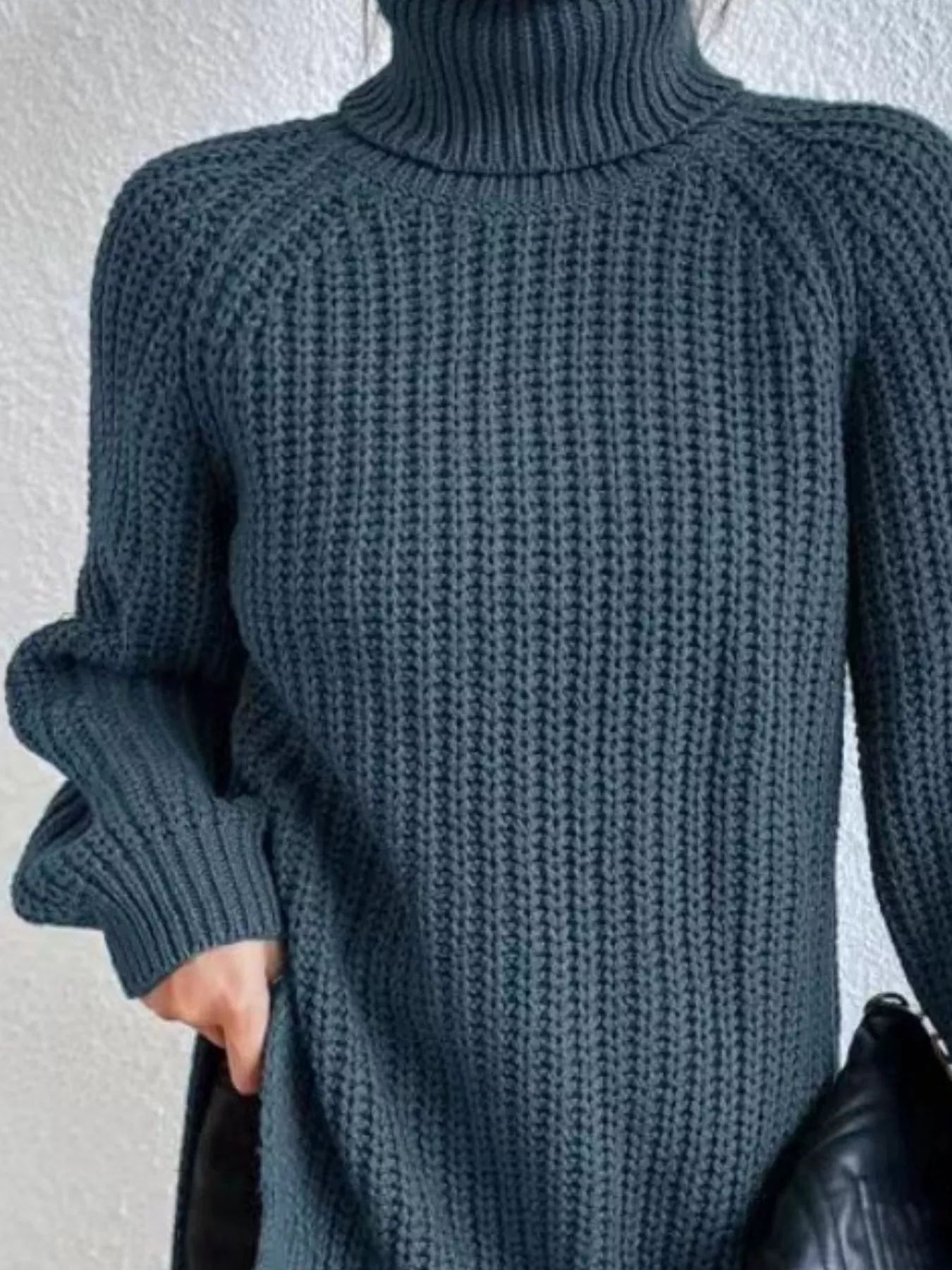 Full Size Turtleneck Long Sleeve Sweater Plus Size - Image 8
