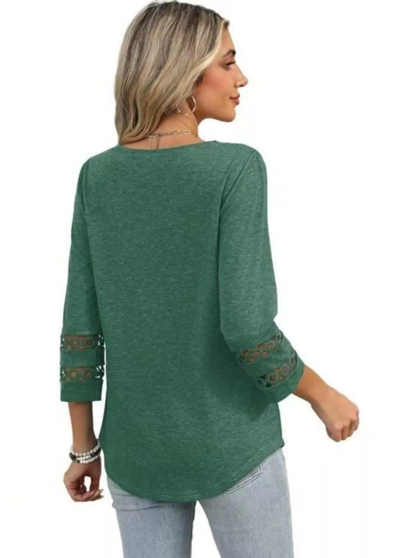 Full Size V-Neck 3/4 Sleeve T-Shirt Plus Size - Image 19