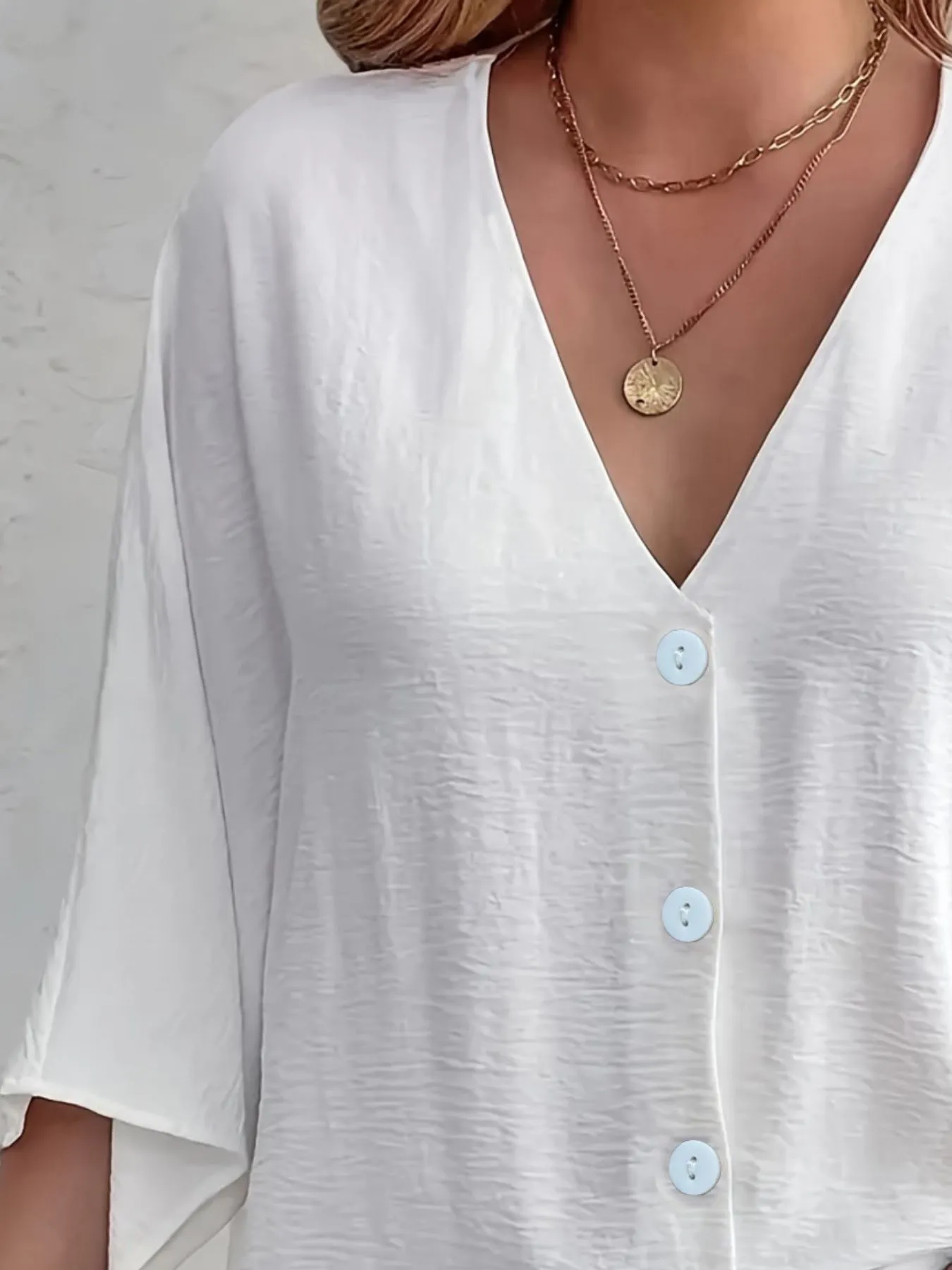 Full Size V-Neck Button Down Shirt Plus Size - Image 12