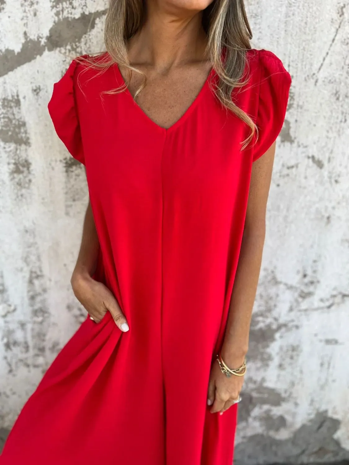 Full Size V-Neck Cap Sleeve Wide Leg Jumpsuit Plus Size - Image 17