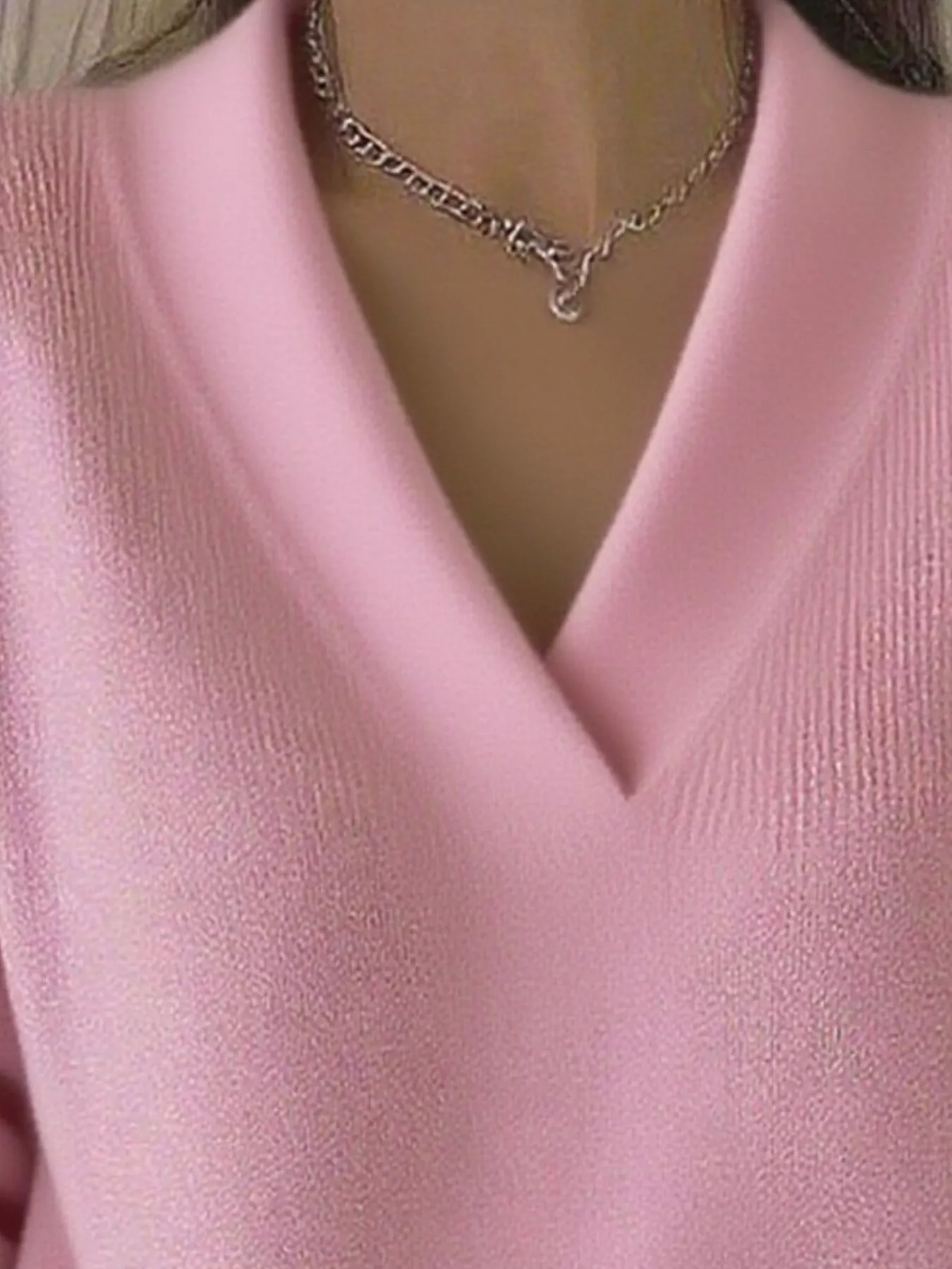 Full Size V-Neck Long Sleeve Sweater Plus Size - Image 5