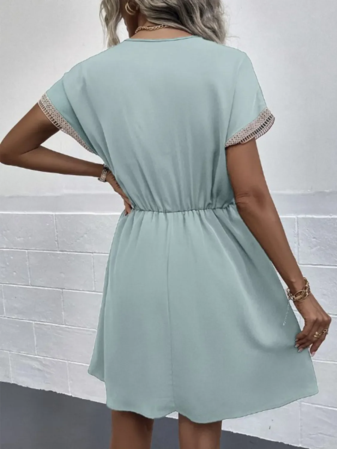 Full Size V-Neck Short Sleeve Dress Plus Size - Image 12