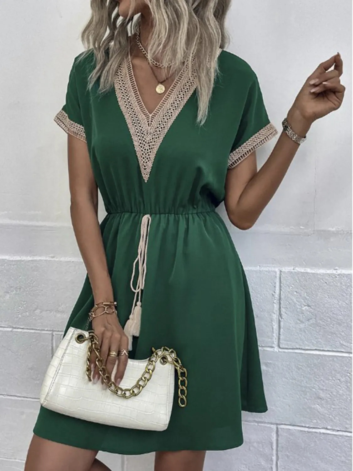 Full Size V-Neck Short Sleeve Dress Plus Size - Image 13