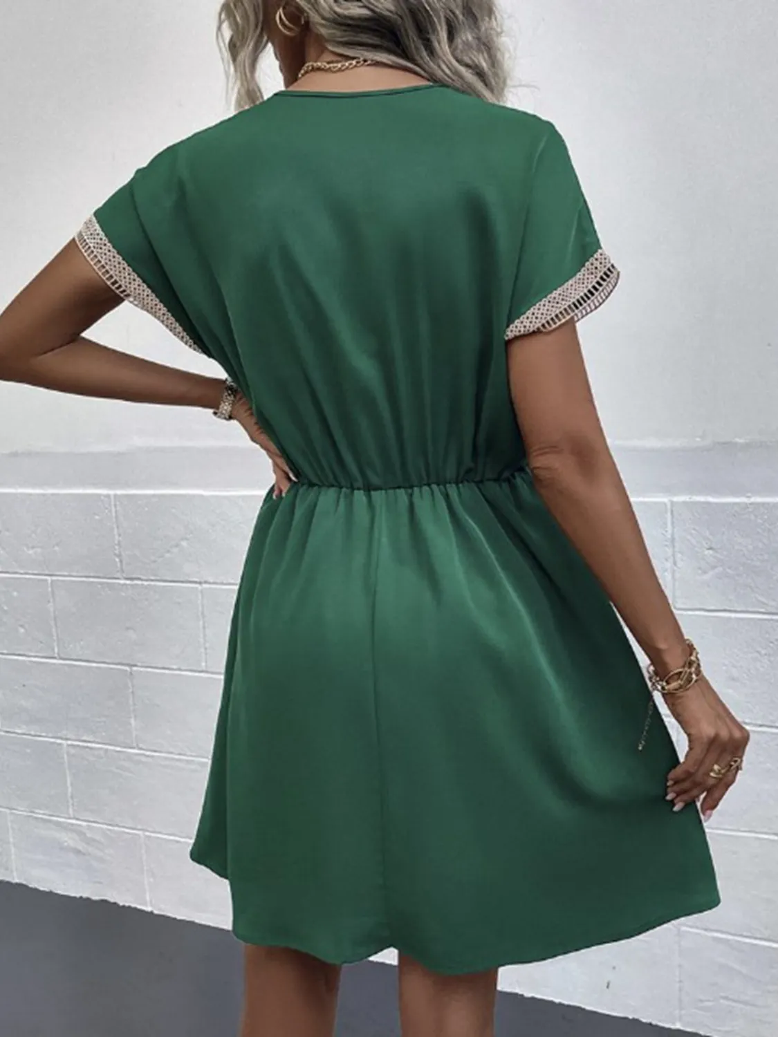 Full Size V-Neck Short Sleeve Dress Plus Size - Image 18