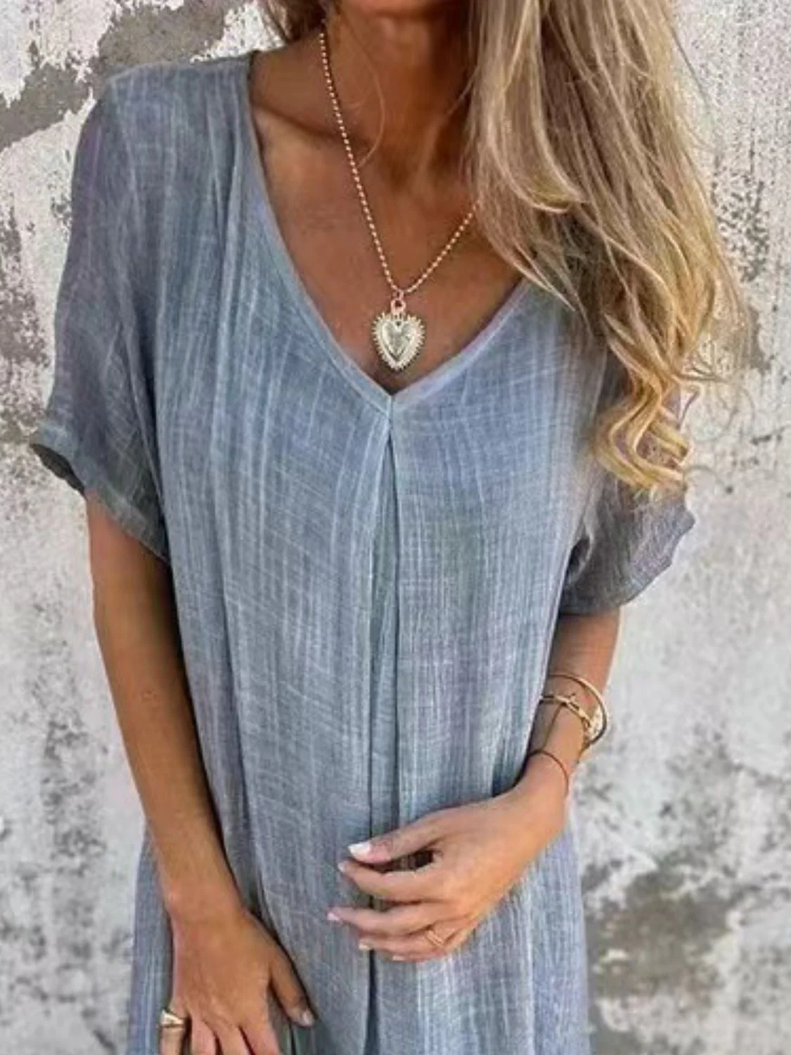 Full Size V-Neck Short Sleeve Midi Dress Plus Size - Image 23