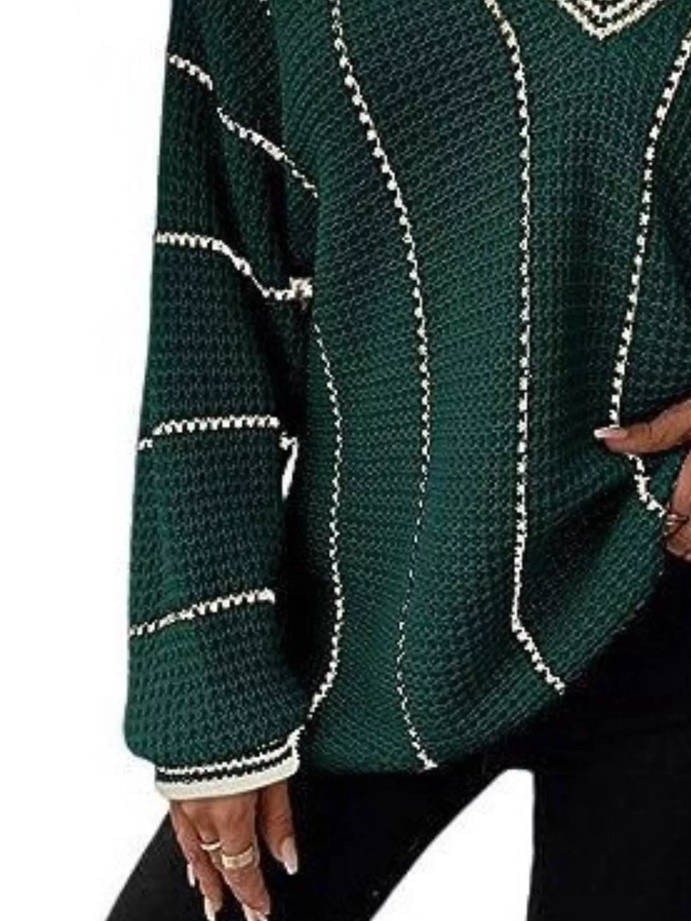 Full Size V-Neck Textured Knit Sweater Plus Size - Image 22