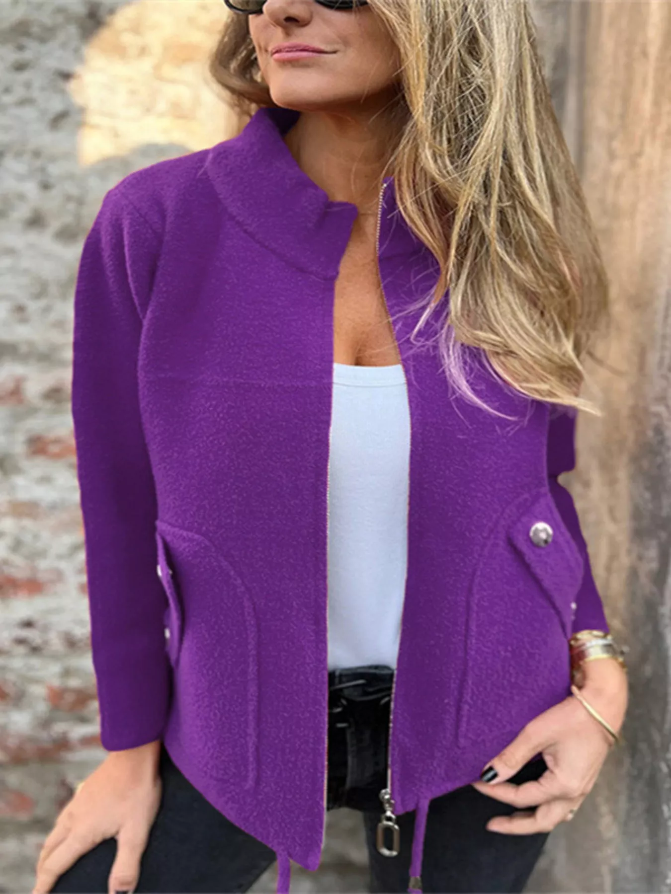 Full Size Zip-Up Long Sleeve Outerwear Plus Size - Image 25