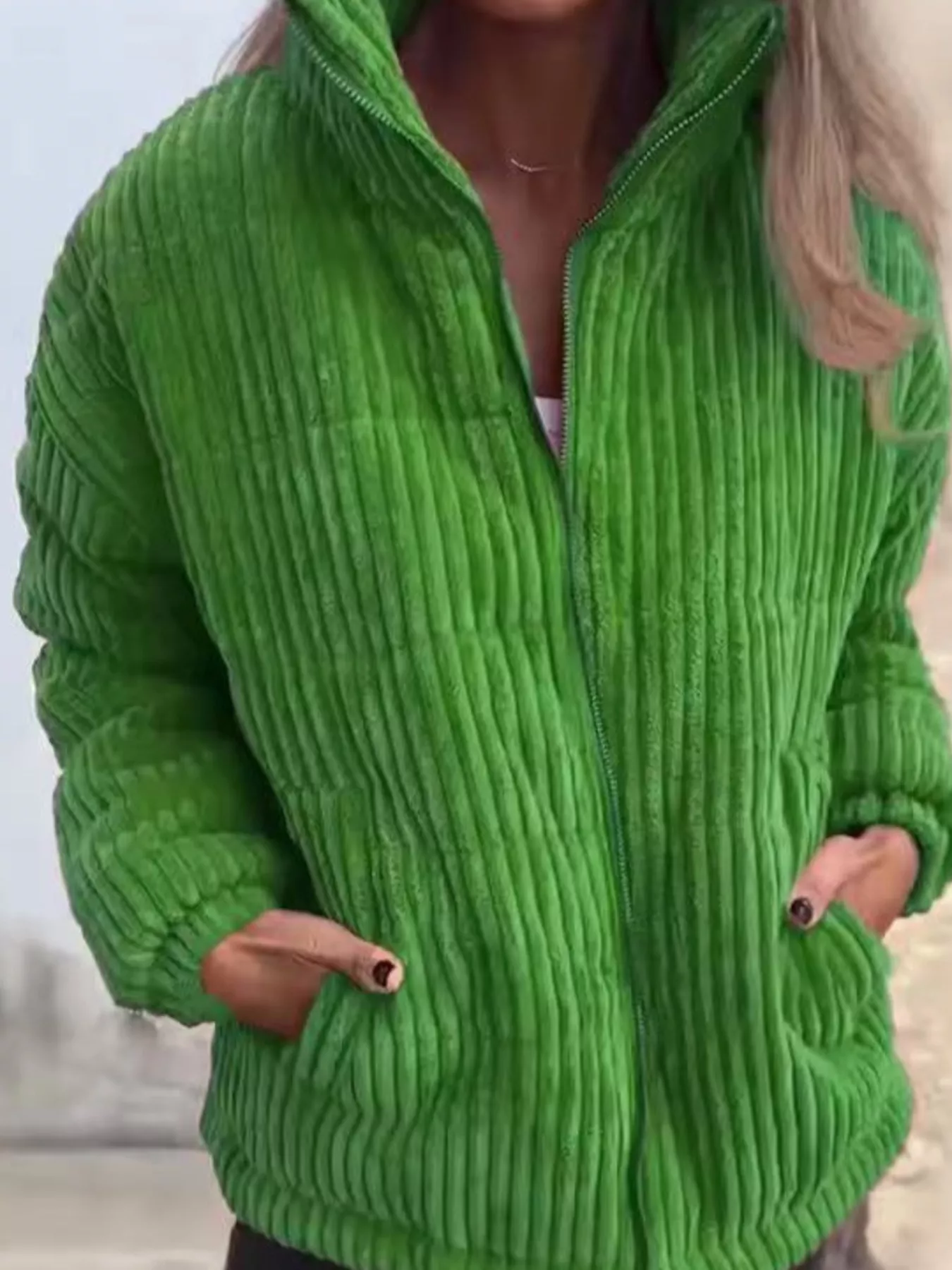 Full Size Zip Up Turtleneck Long Sleeve Winter Coat Plus Size - Image 2