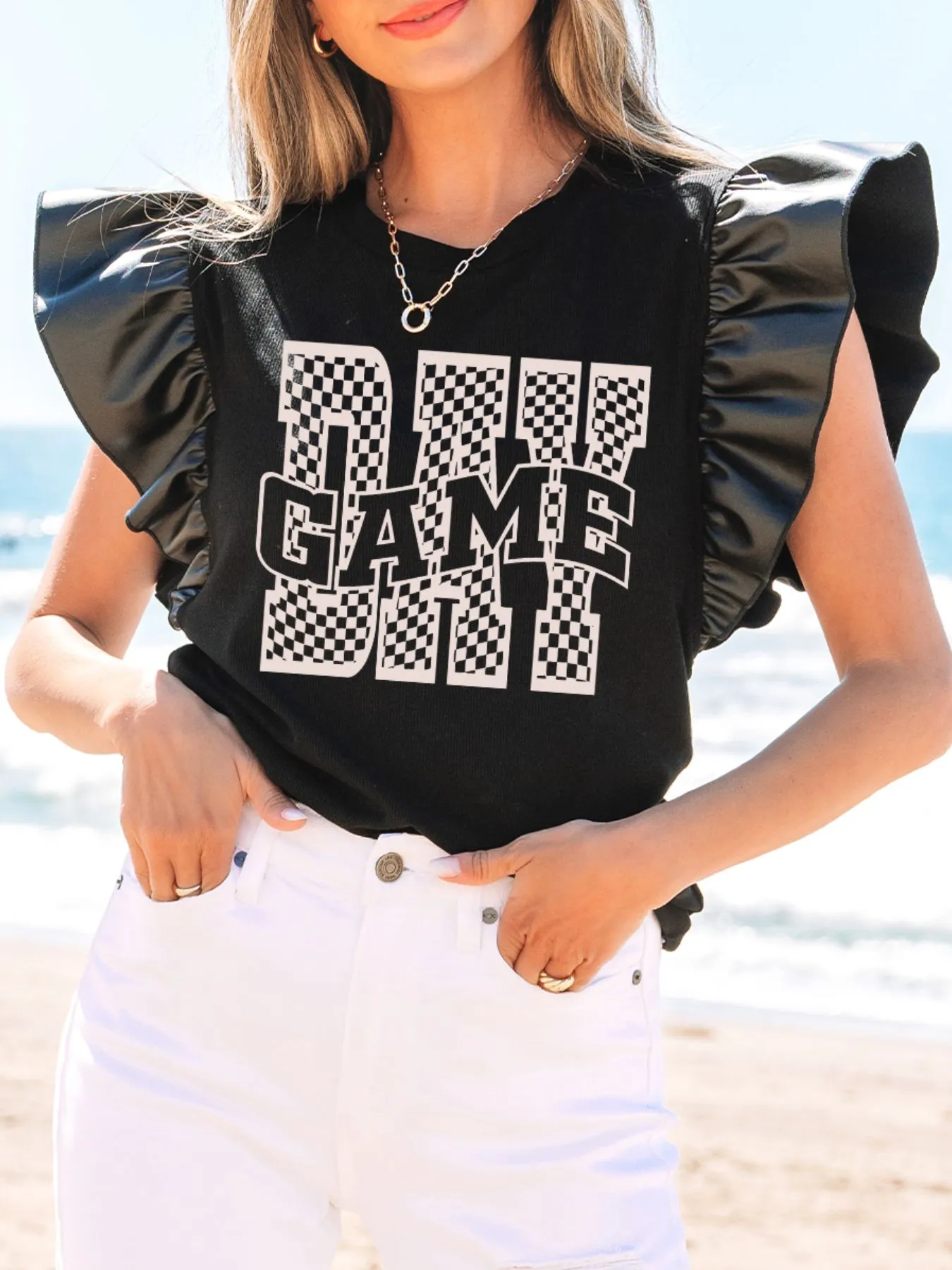 GAME DAY Ruffle Sleeve Blouse - Image 3