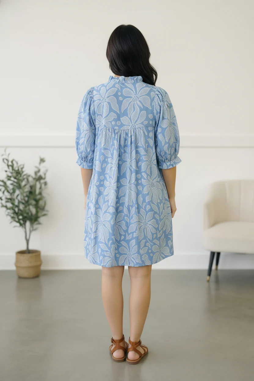 Garden at the Harbor Blue Dress - Image 4