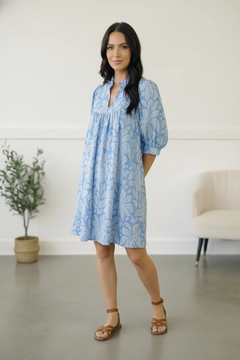 Garden at the Harbor Blue Dress - Image 5