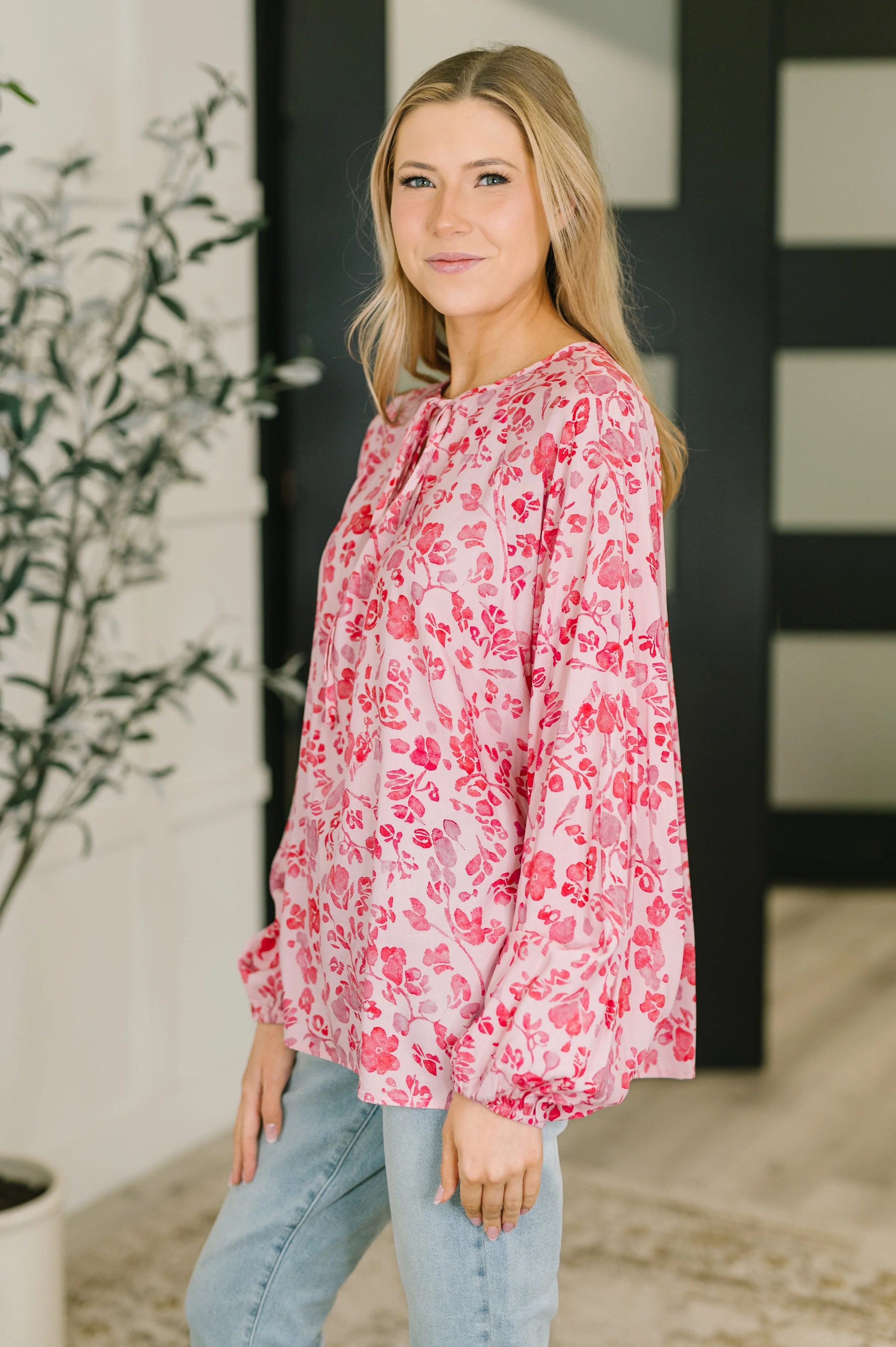 Garden Kiss V-Neck Puff Sleeve Blouse - Image 4