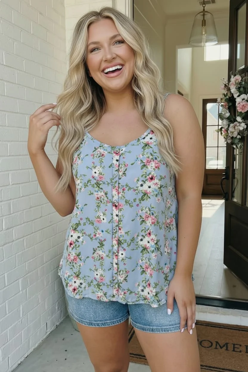 Garden Party Ready Floral Button Tank - Image 3