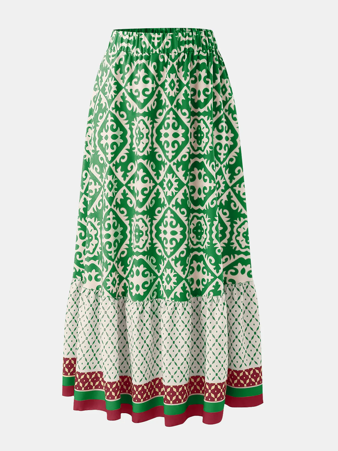 Geometric Elastic Waist Maxi Skirt - Image 11