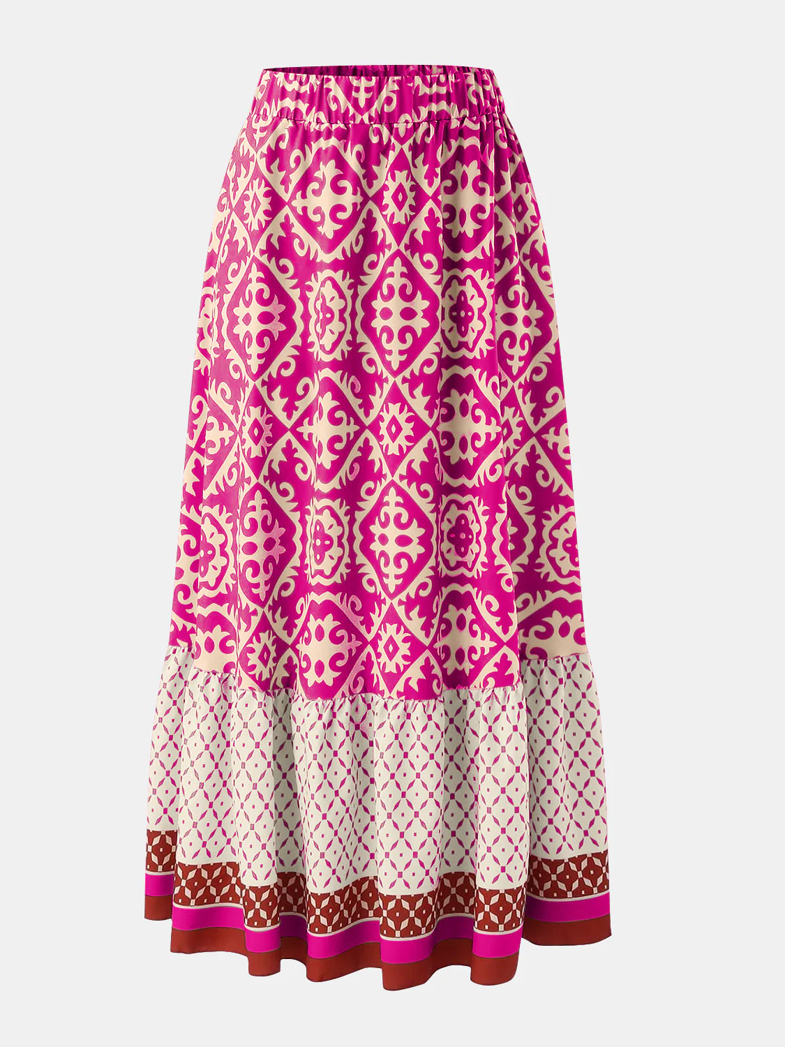 Geometric Elastic Waist Maxi Skirt - Image 4