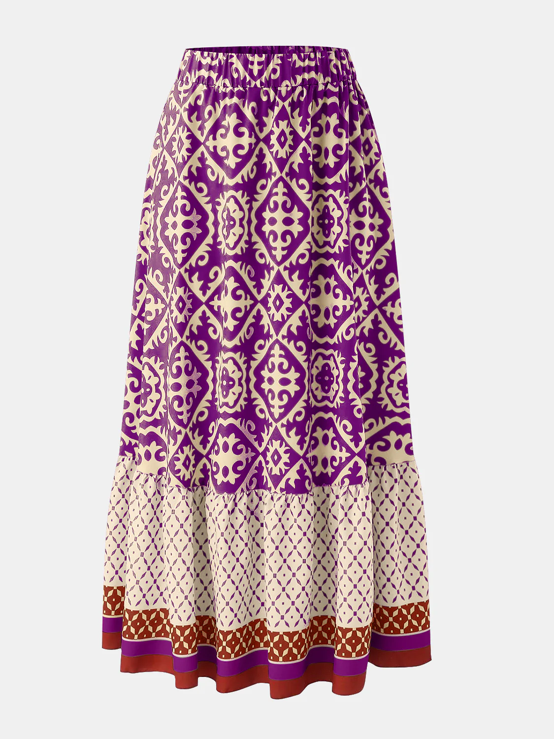 Geometric Elastic Waist Maxi Skirt - Image 8