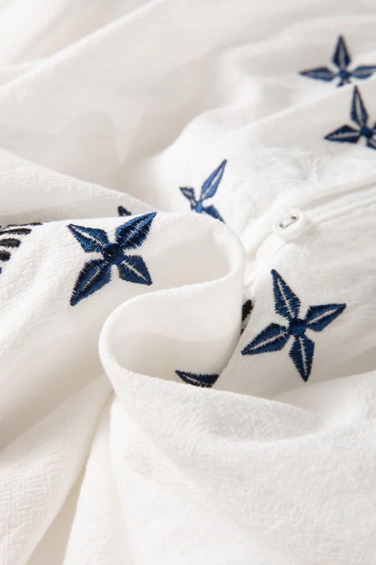 Geometric Embroidered Long Sleeve Blouse - Image 6