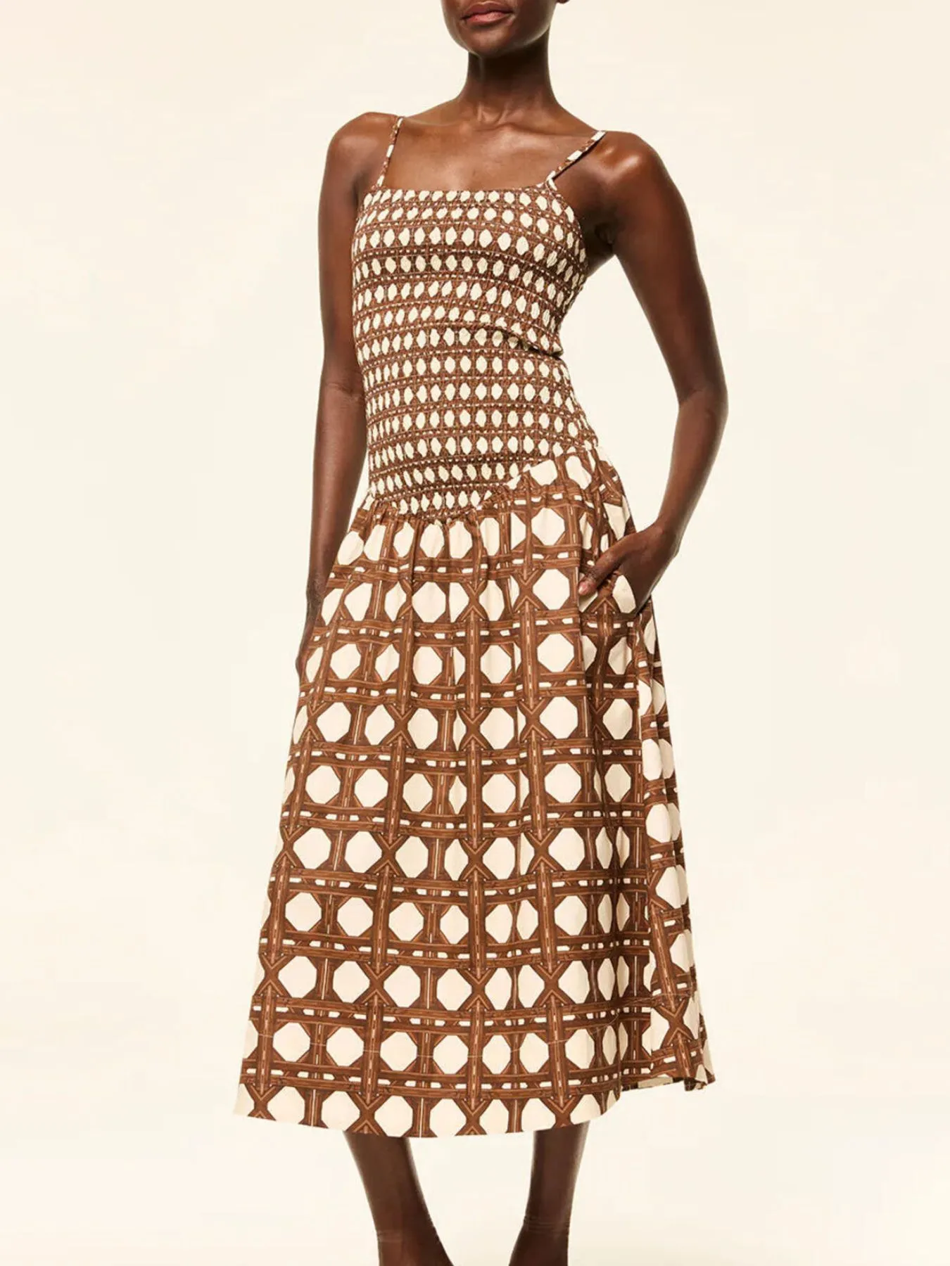 Geometric Pattern Cami Midi Dress - Image 3