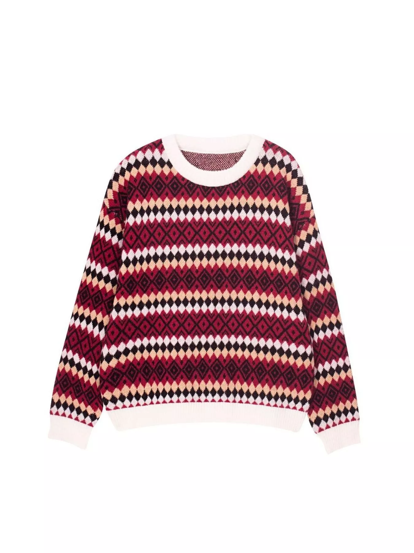 Geometric Pattern Round Neck Sweater - Image 7