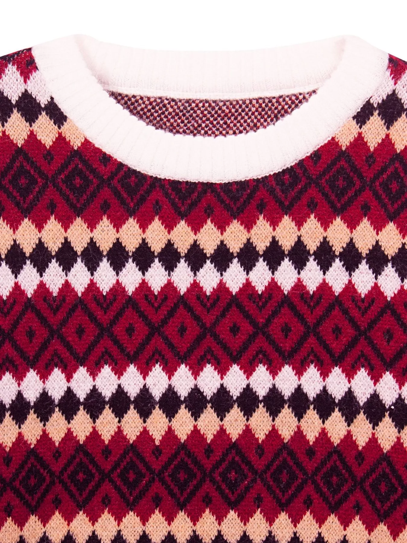 Geometric Pattern Round Neck Sweater - Image 9