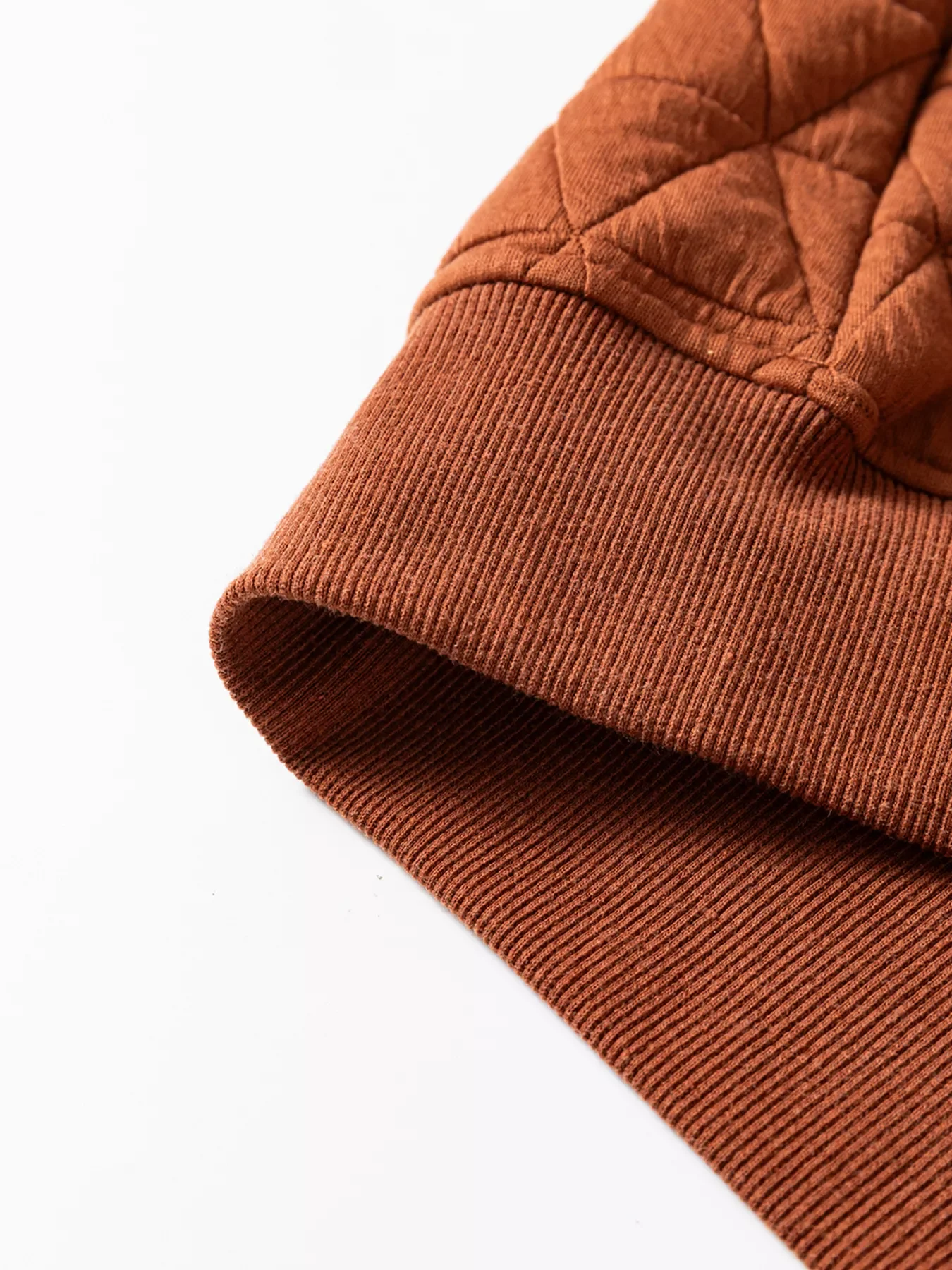 Geometric Quilted Half Zipped Loose Sweatshirt - Image 7