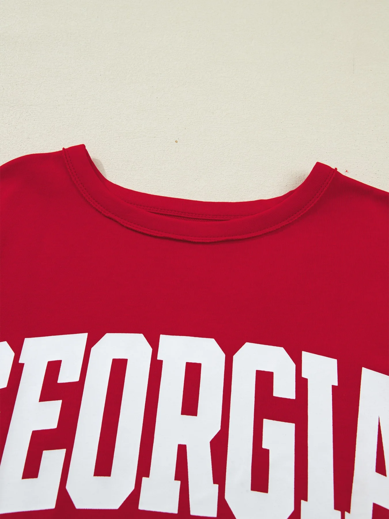 GEORGIE Letter Raw Seam Drop Shoulder Loose Tee - Image 6