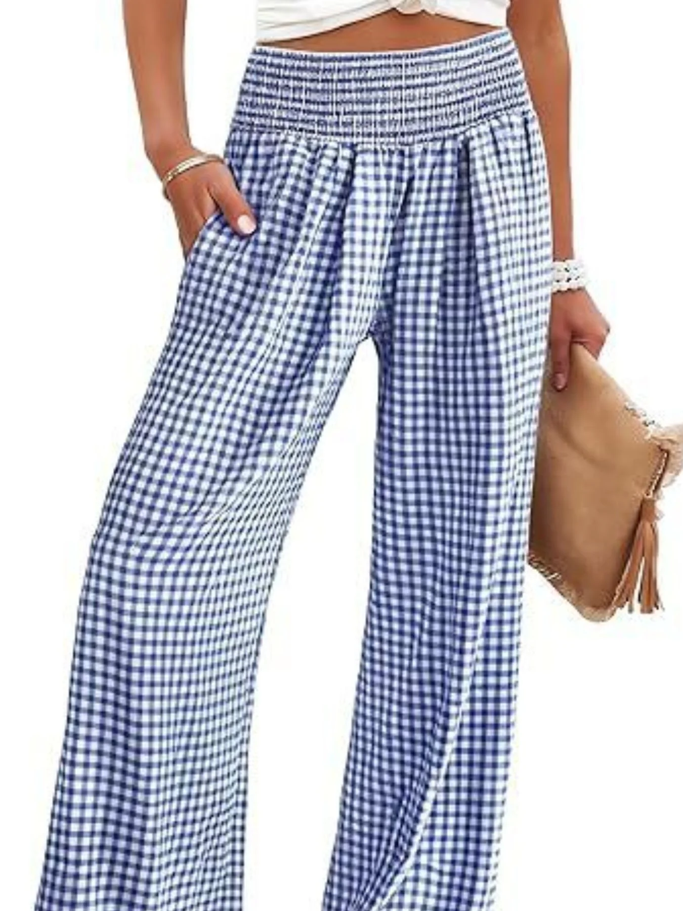Gingham High Waist Wide Leg Pants - Image 11