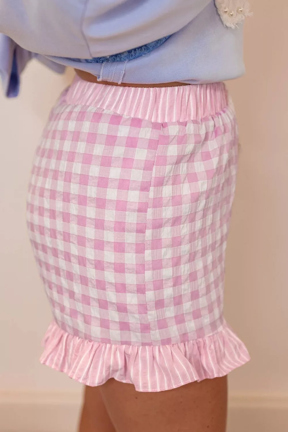 Gingham Ruffle Hem Shorts - Image 3