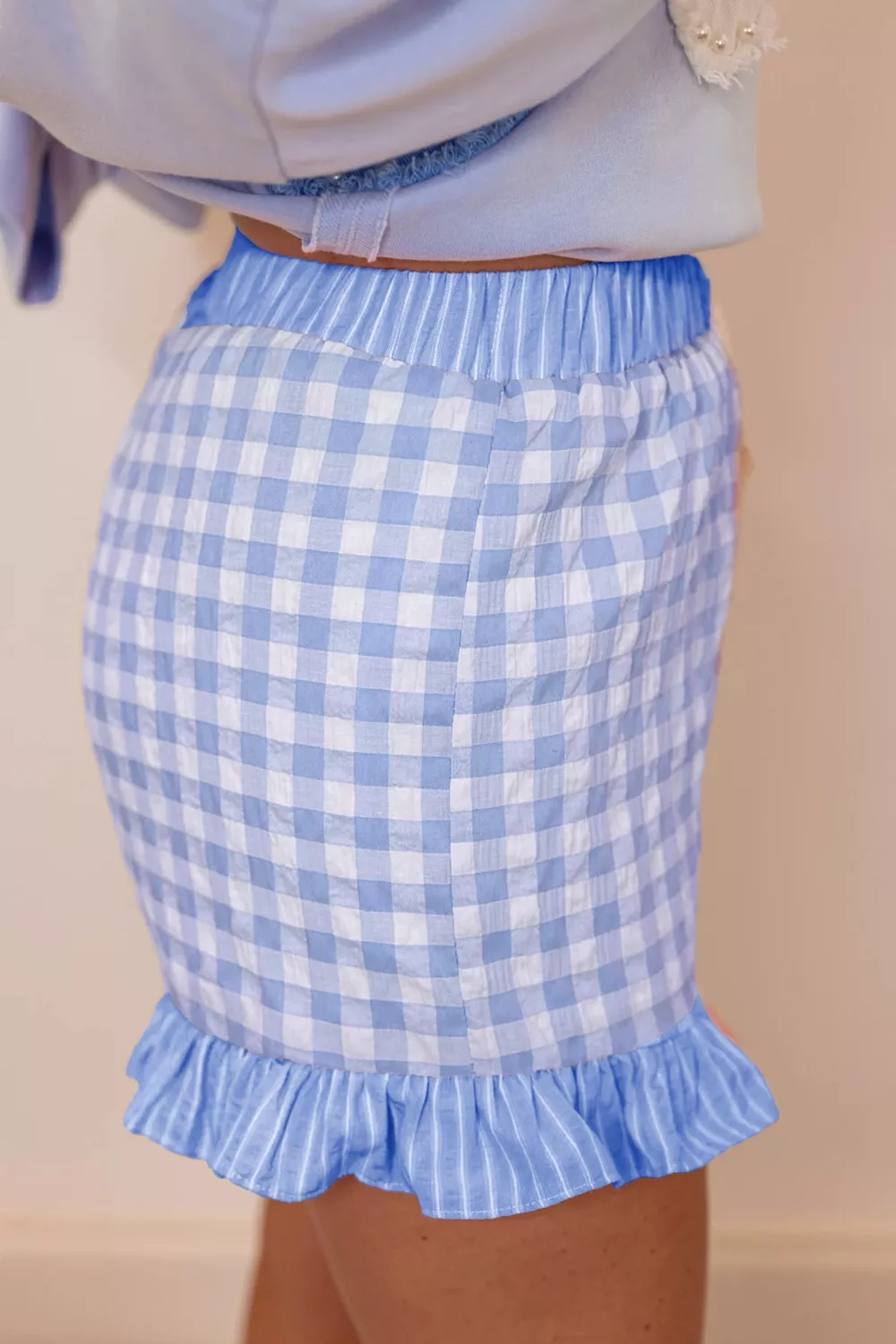 Gingham Ruffle Hem Shorts - Image 9