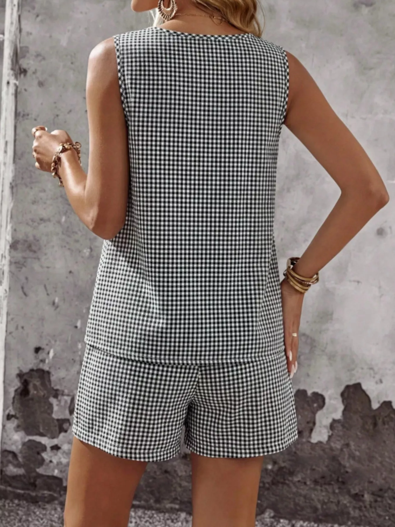 Gingham Sleeveless Top & Shorts Set - Image 5