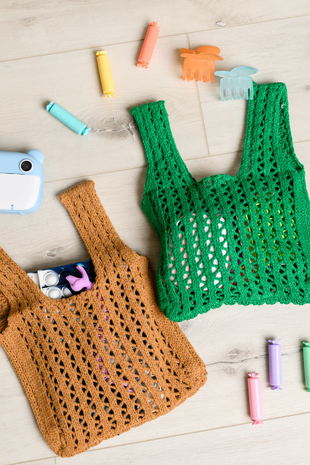 Girls Day Open Weave Bag in Green - Image 4
