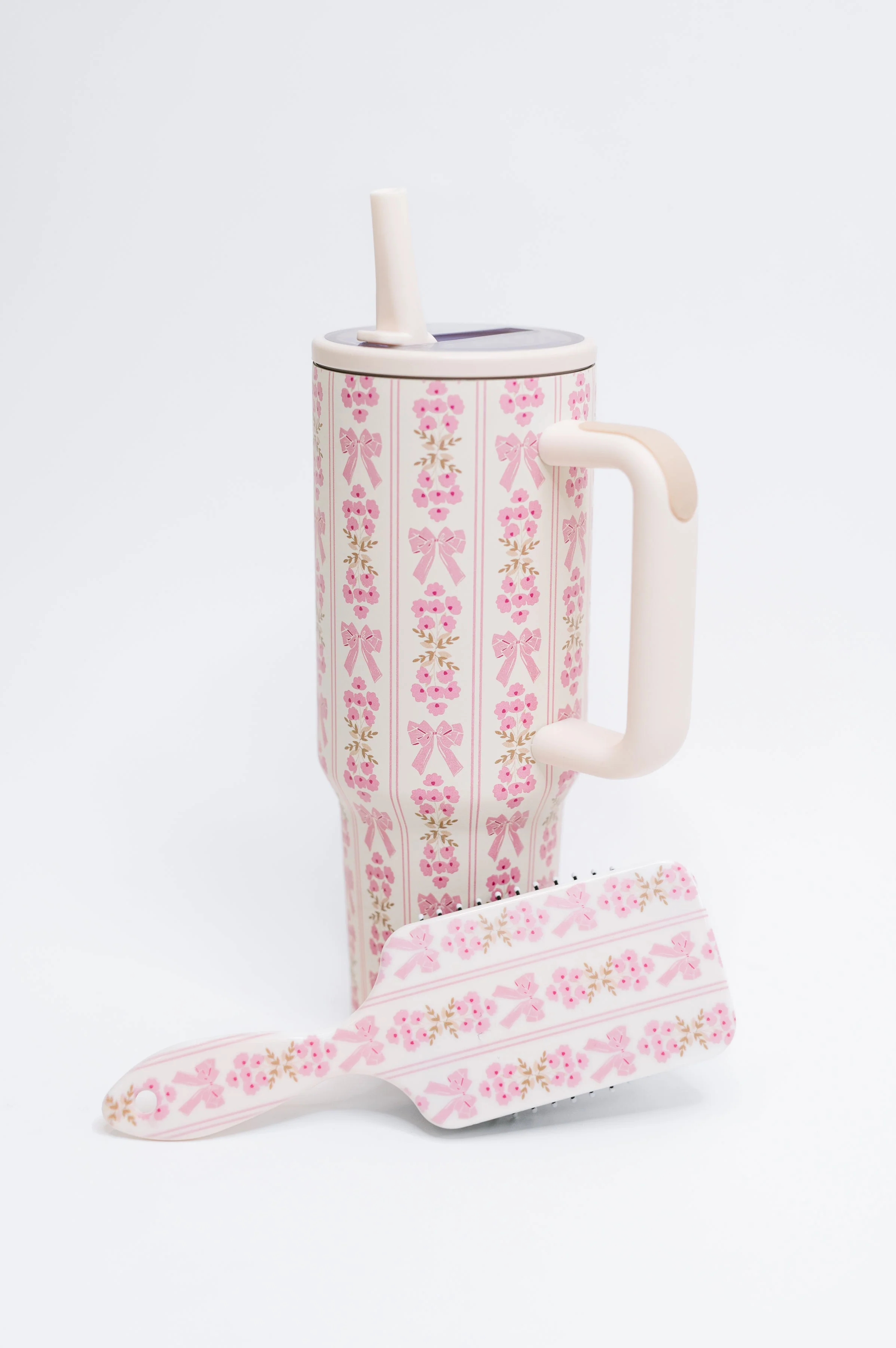 Girly Girl Bow and Floral Hair Brush - Image 3