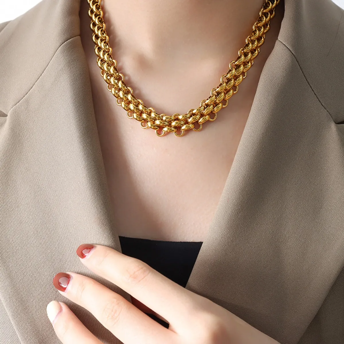 Gold Chain Link Jewelry Set with Necklace and Bracelet - Image 6