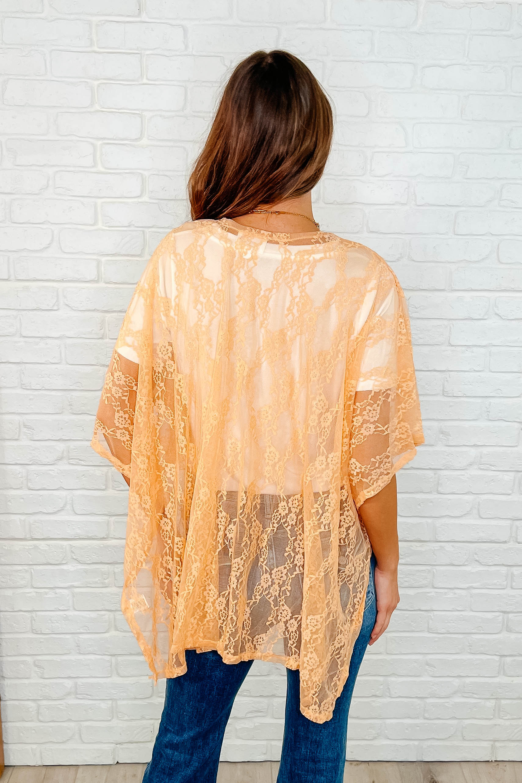 Good Days Ahead Lace Kimono In Peach - Image 4